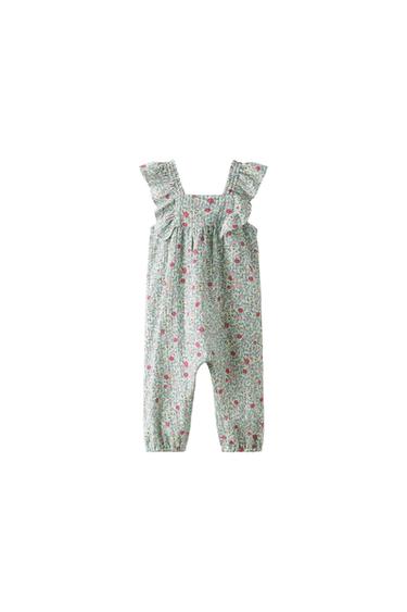 FLORAL PRINT TEXTURED DUNGAREES