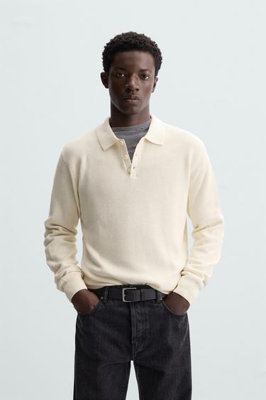 POLO DE MALHA PEROLADA - Branco-marfim da Zara