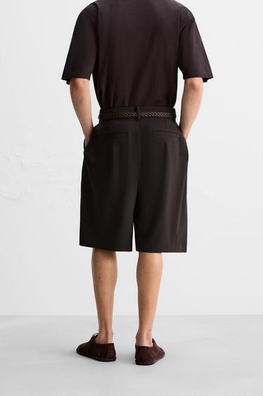RELAXED FIT PLEATED BERMUDA SHORTS - Dark brown by Zara - Image 2