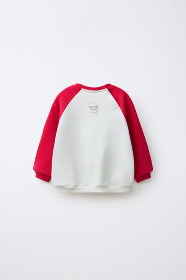 SWEAT MANCHES RAGLAN POMME - Écru / Rouge de Zara - Image 1