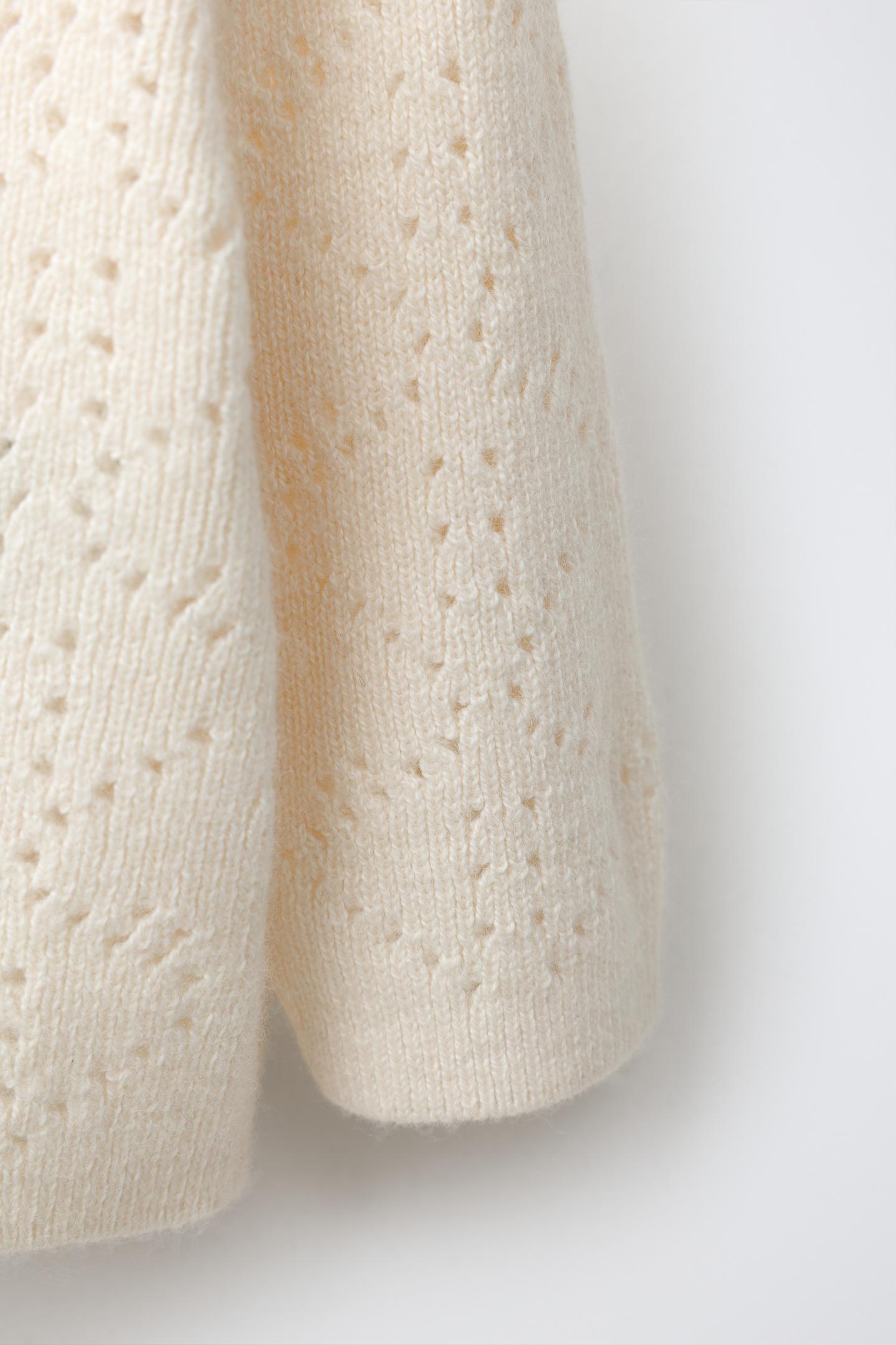 Детский кардиган Zara Open-Knit Wool, цвет: Светлый бежевый — фото 4