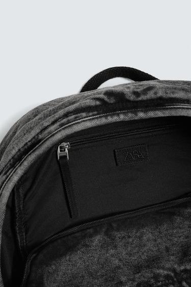 SAC À DOS EN DENIM EFFET DÉLAVÉ - Noir de Zara - Image 6