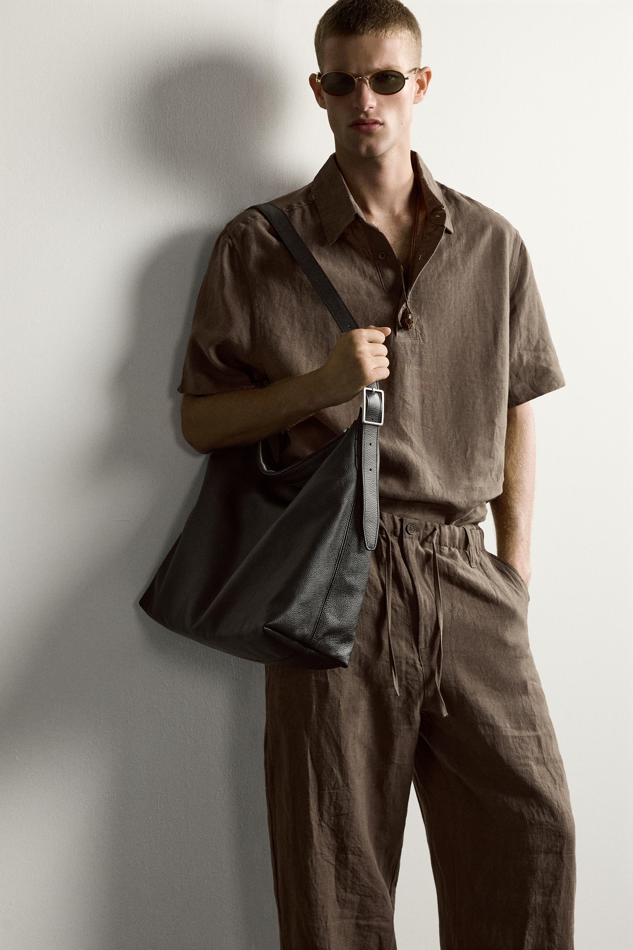 Мужские рубашки Zara 100% LINEN BOXY FIT POLO SHIRT — фото 5