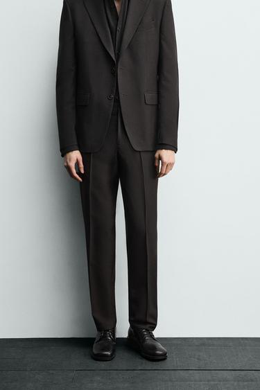 HOUNDSTOOTH SUIT TROUSERS - Dark brown by Zara