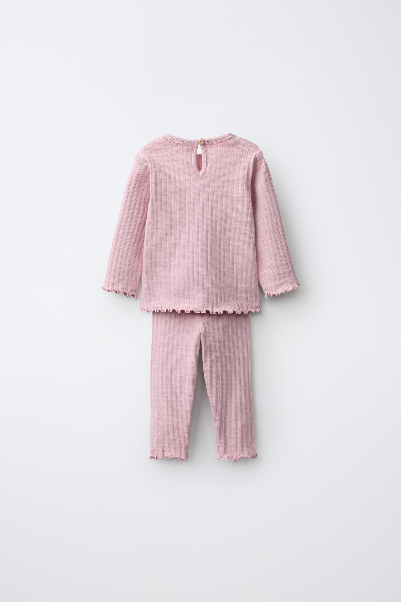 EMBROIDERED T-SHIRT AND LEGGINGS SET — Pink