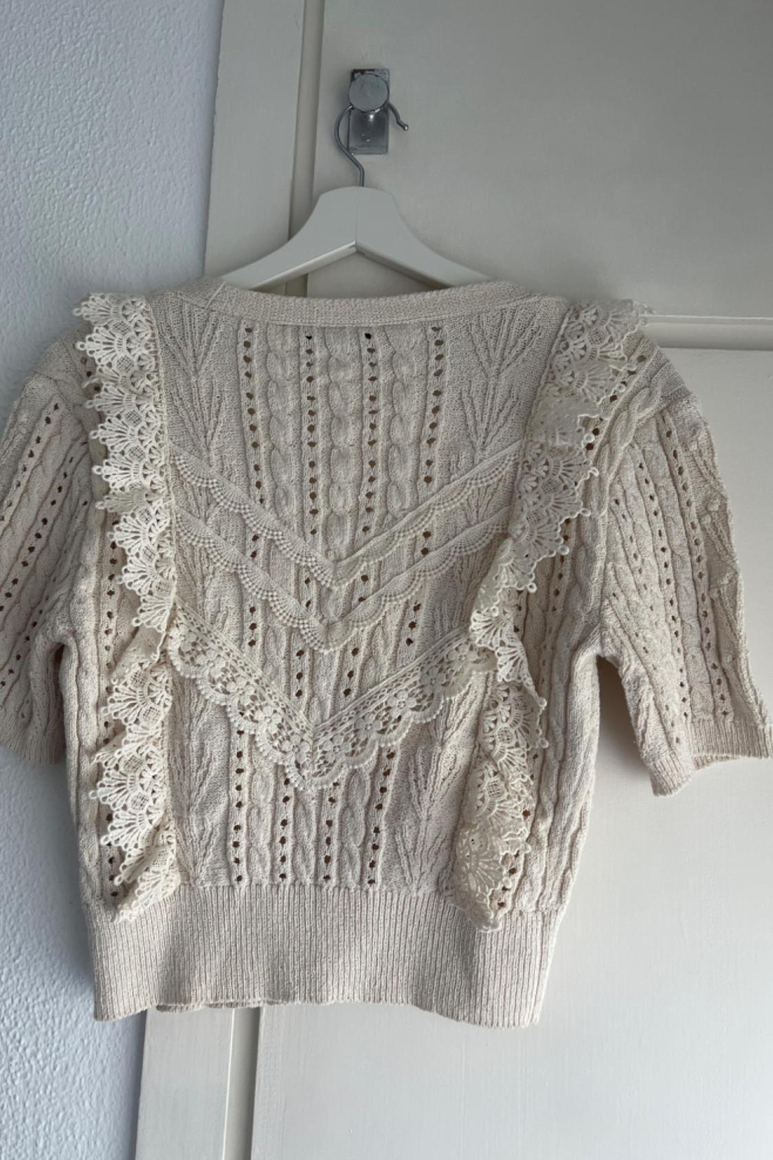 POINTELLE RUFFLED KNIT CARDIGAN - Image 2