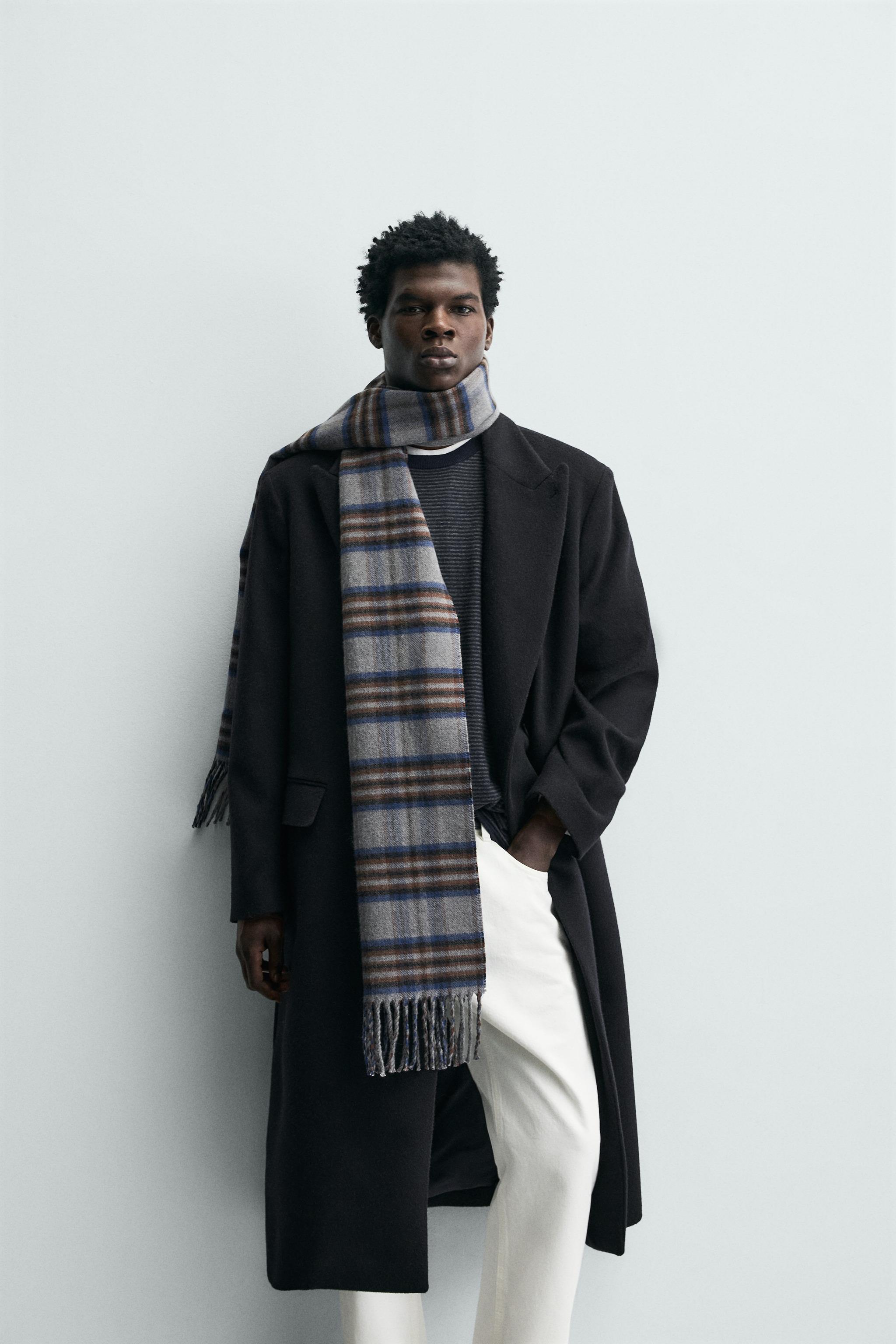 コンビネーションチェック柄スカーフ - グレー | ZARA Japan / 日本