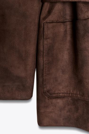 VESTE EFFET DAIM CEINTURE - Marron de Zara - Image 9