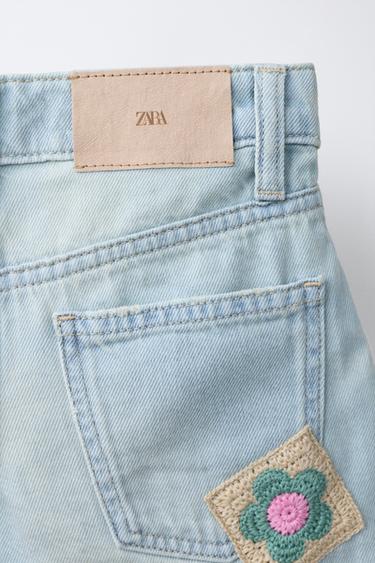 SHORT EN JEAN AVEC PIÈCES AU CROCHET - Bleu clair de Zara - Image 3