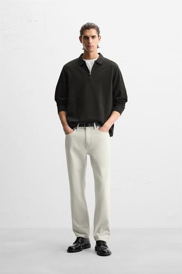 Zara QUARTER ZIP POLO - Dark brown - Image 0