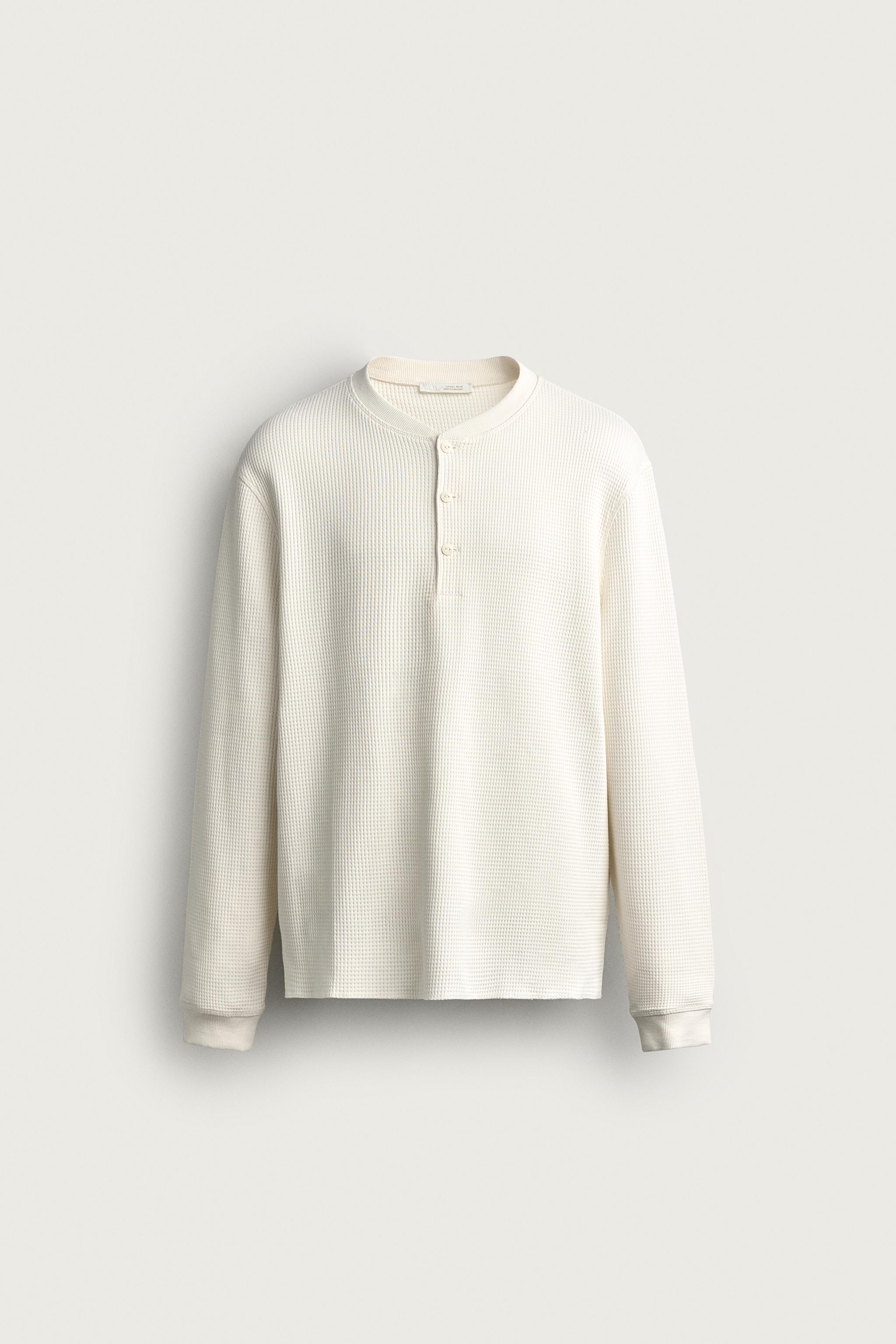 WAFFLE-KNIT HENLEY T-SHIRT