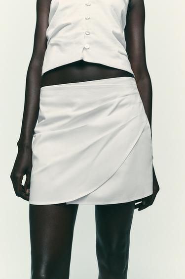 Zara PLEATED WRAP SKORT - White