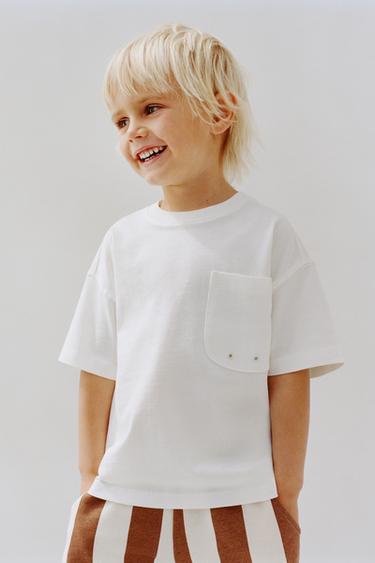 PLAIN T-SHIRT WITH POCKET - White by Zara - Image 0