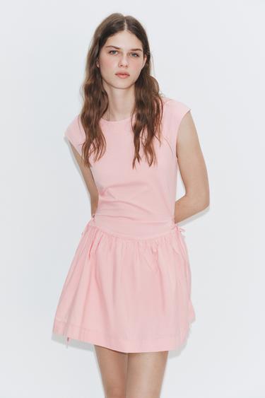Zara SHORT COMBINATION DRESS - Pink
