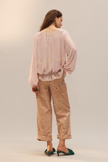 CHEMISE VOLANTS DENTELLE LIMITED EDITION - Rose poudré de Zara - Image 2