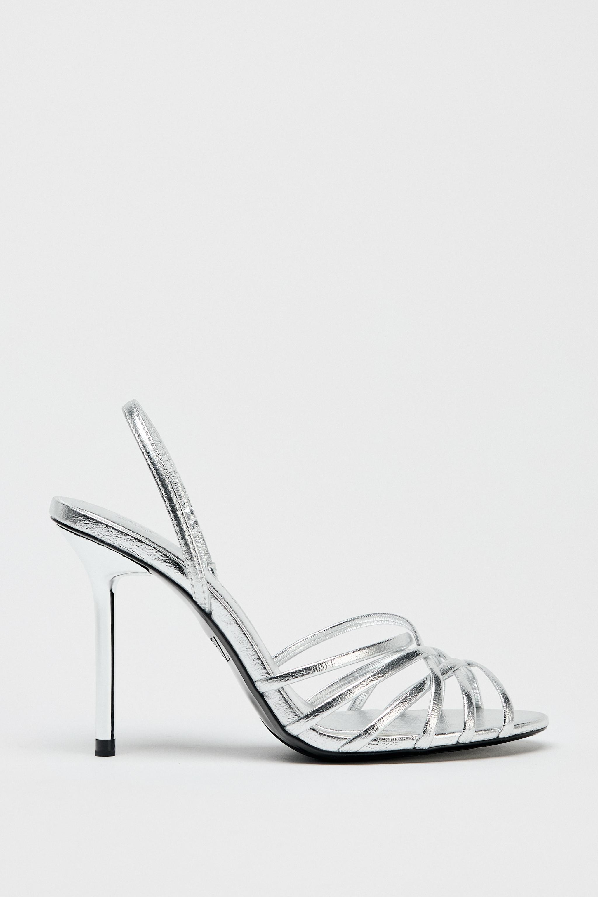 SANDALES À TALONS EFFET MÉTALLISÉ