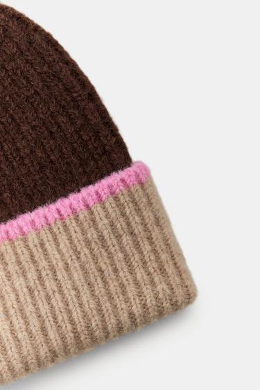 CONTRAST TURN-UP BEANIE - Brown by Zara - Image 3