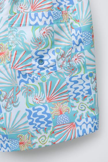 6-14 YEARS/ PALM TREE PRINT SWIM SHORTS - Sand by Zara - Image 3