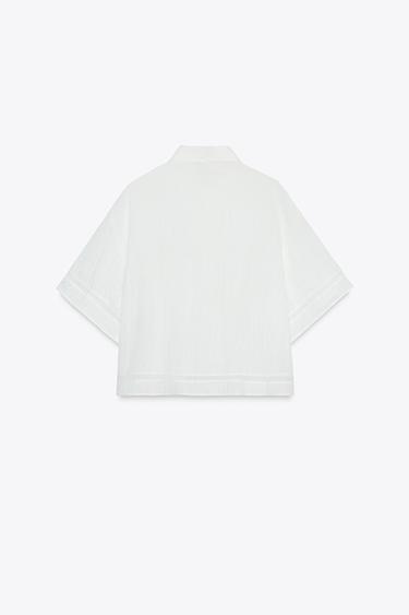 HEMSTITCH SHORT SHIRT - Oyster-white by Zara - Image 8