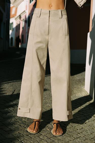 HIGH-WAIST CULOTTE TROUSERS - Mid-ecru by Zara