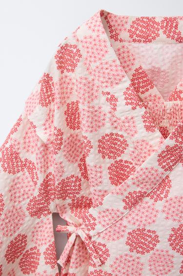 2-6 ANS/ ENSEMBLE YUKATA IMPRIMÉ FLEURS KIMONO ET ROBE - Rose de Zara - Image 3