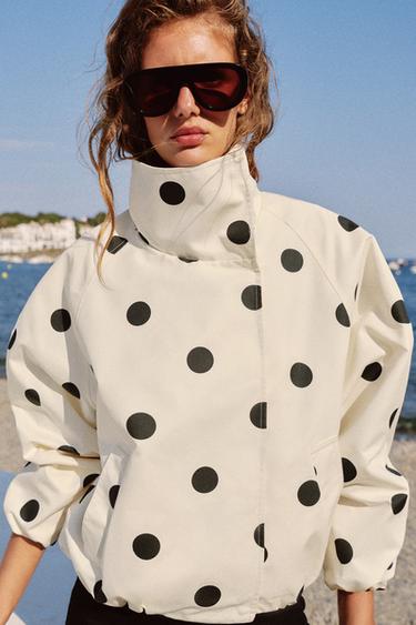 BLOUSON BOMBER À POIS - Blanc de Zara