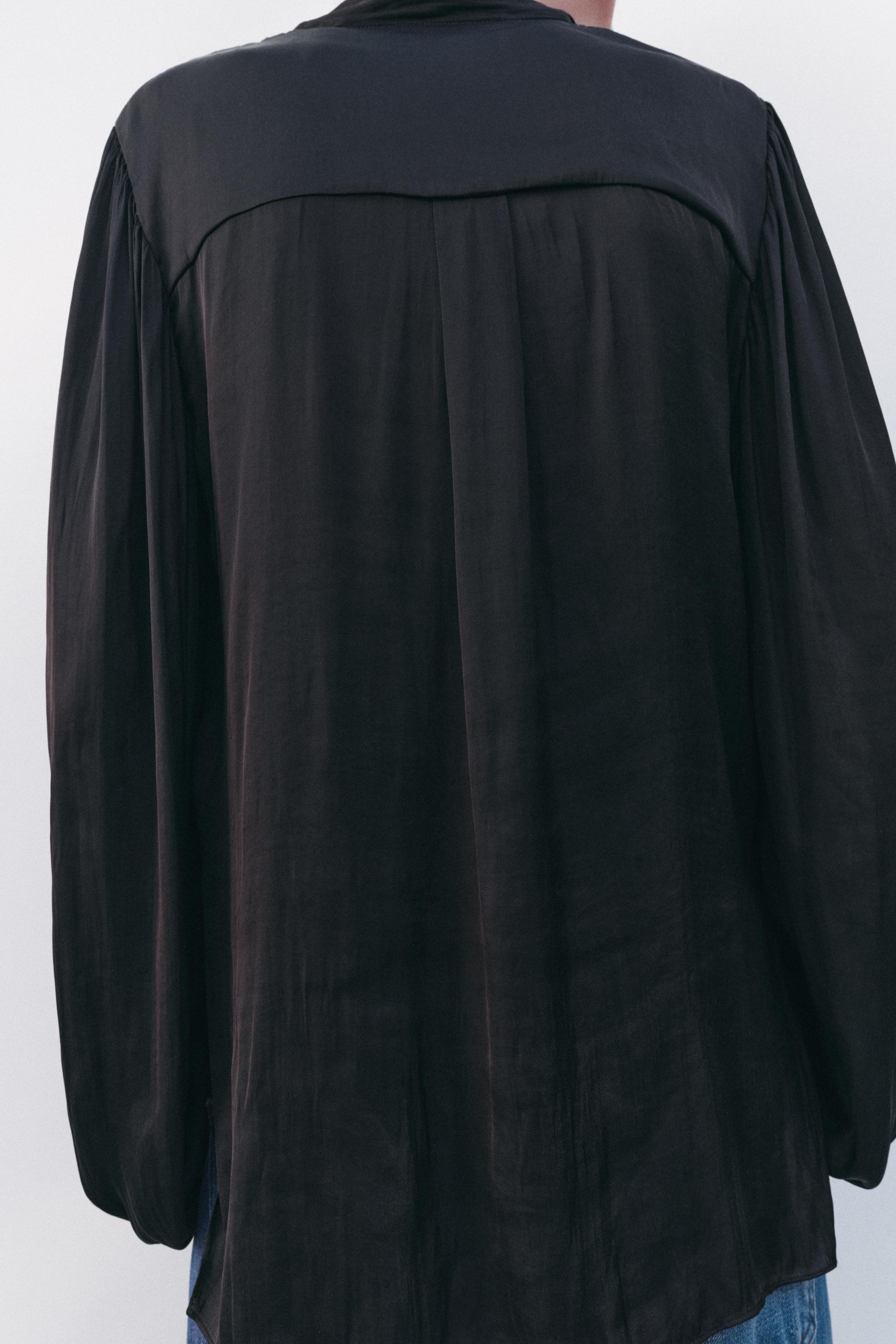 ZW COLLECTION BALLOON SLEEVE SHIRT - Black | ZARA United States