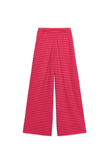 STRIPED COTTON AND LINEN TROUSERS - Pink / Lilac by Zara