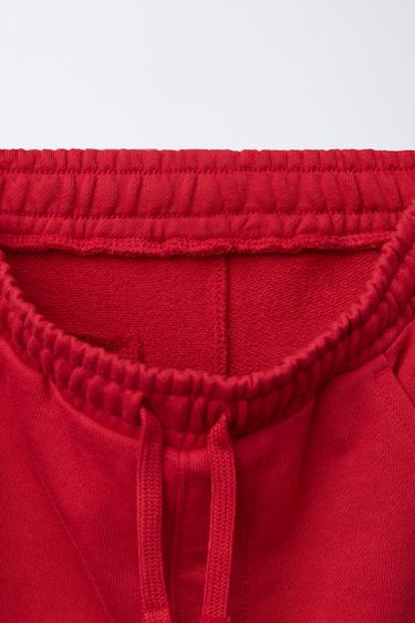 PANTALON MOLLETON JOGGING ÉTIQUETTE - Rouge de Zara - Image 3