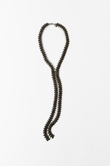 Zara METALLIC SHINY TIE NECKLACE - Aged gold