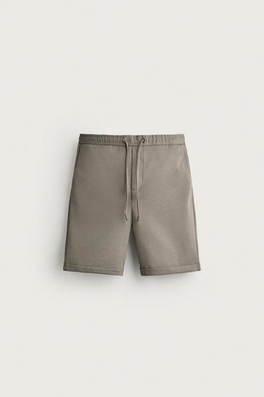 Zara REGULAR FIT COMFORT SHORTS - Light khaki