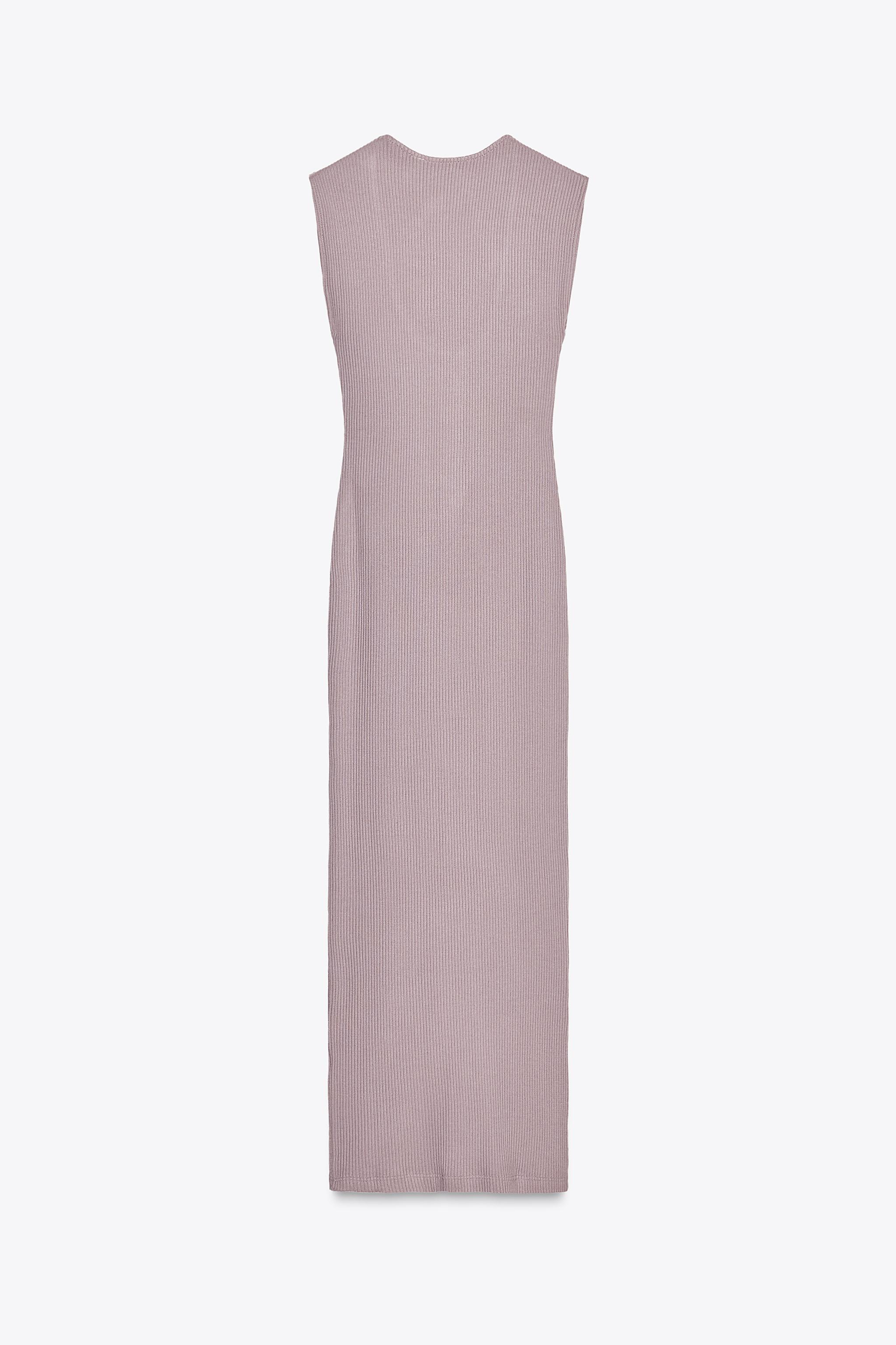 ★ZARA★ RIBBED BUTTON-FRONT MIDI DRESS RIBBED BUTTON-FRONT MIDI DRESS - Lilac | ZARA Spain