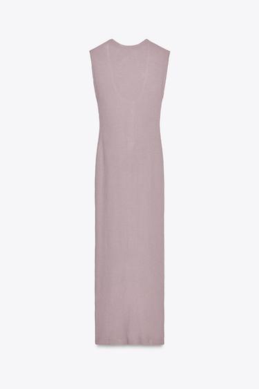 RIBBED BUTTON-FRONT MIDI DRESS - Lilac by Zara - Image 5