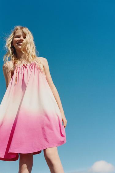 Zara TIE-DYE STRAPPY DRESS - Pink