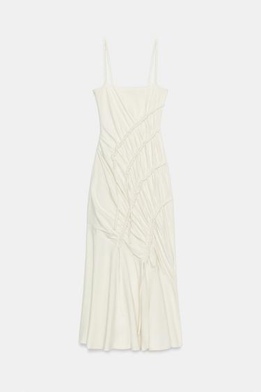 LONG DRAPED DRESS - Oyster-white by Zara - Image 0