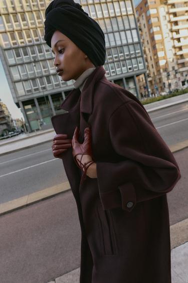 LEATHER GLOVES WITH TIE - Burgundy by Zara - Image 0