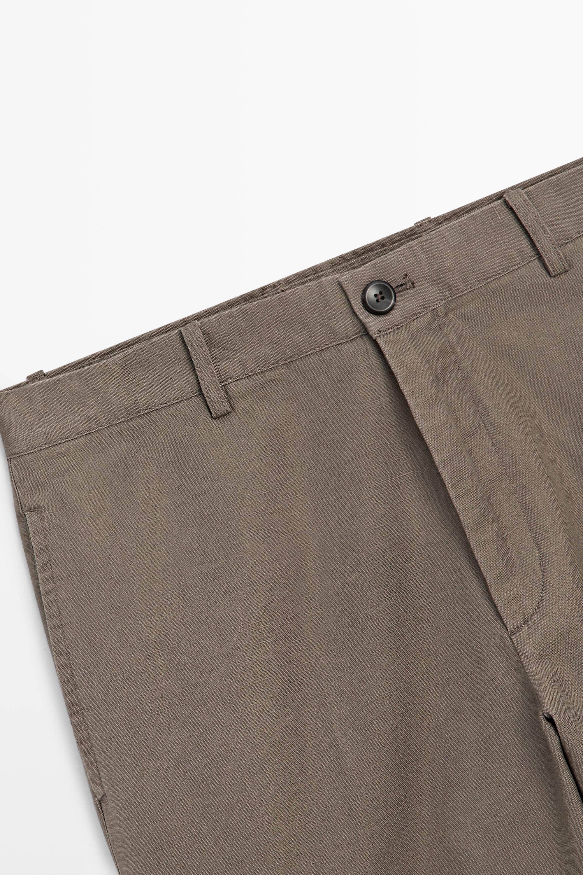 Cotton and linen tapered fit trousers