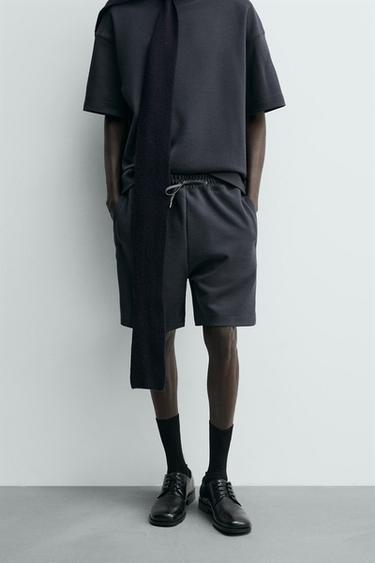 ШОРТИ-ДЖОГЕРИ RELAXED FIT З ІНТЕРЛОКУ - Deep blue Zara
