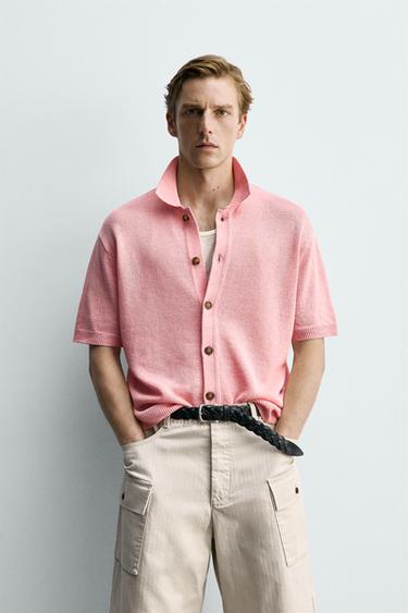 CĂMAȘĂ RELAXED FIT DIN TRICOT - Roz de la Zara