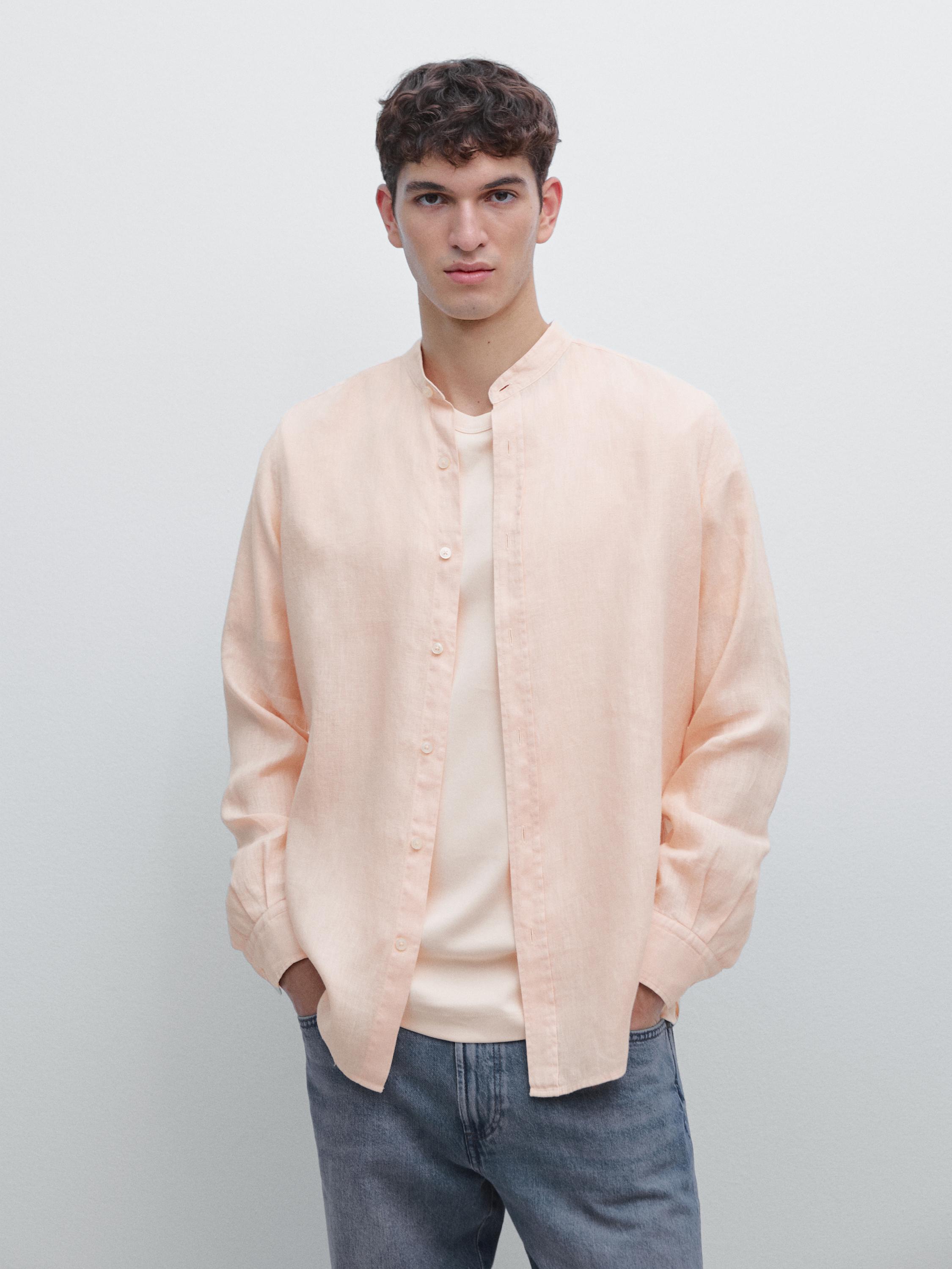 Slim fit stand collar shirt