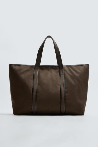 FABRIC SHOPPER BAG - Brown by Zara