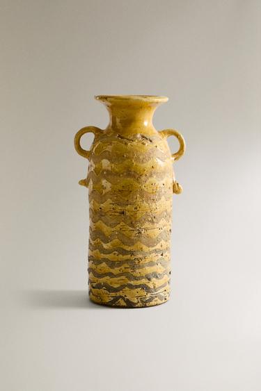 Zara LONG CERAMIC VASE - Yellow