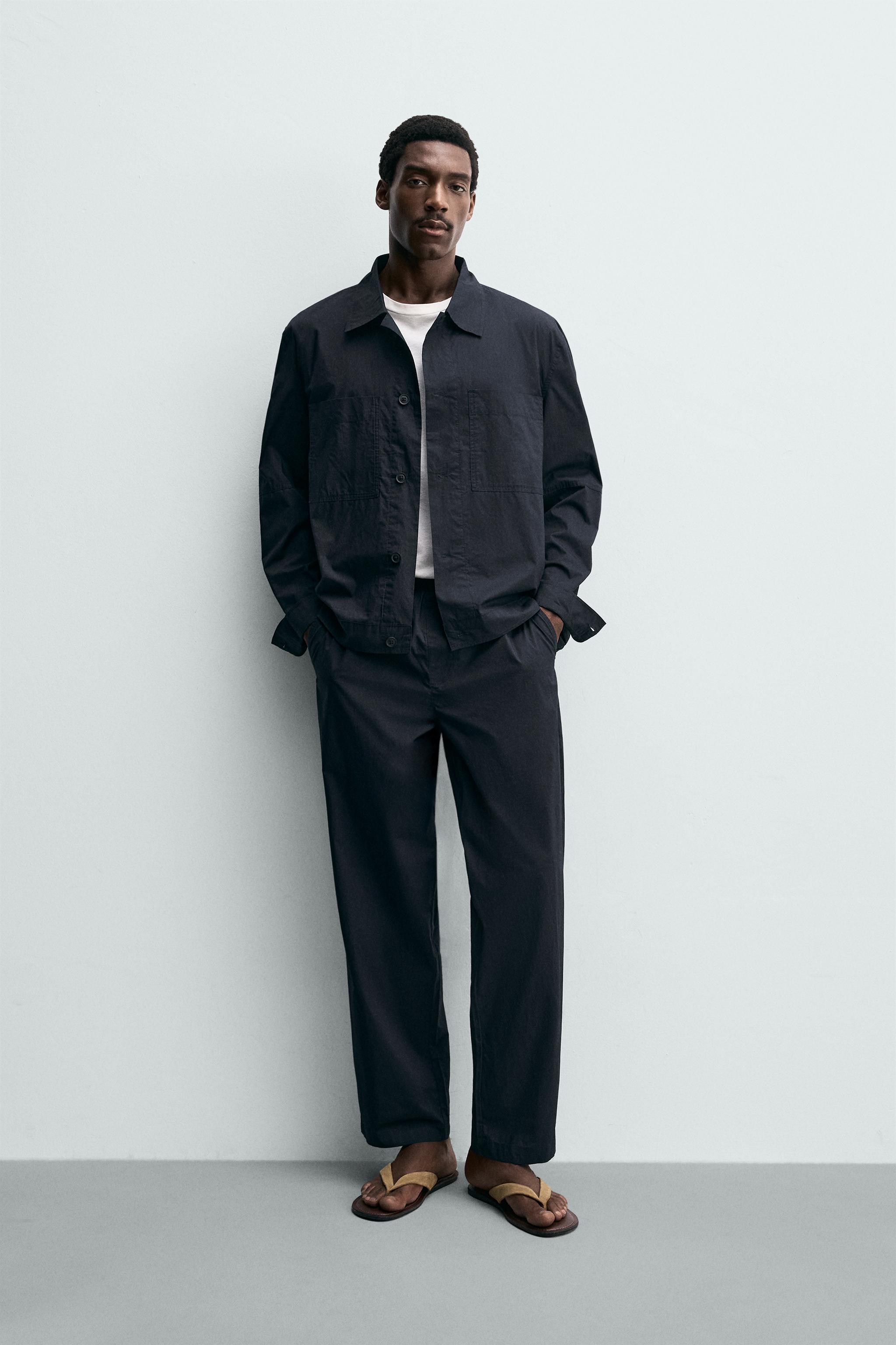 STRAIGHT FIT POPLIN PANTS