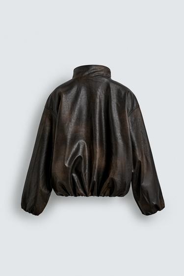 WASHED LEATHER EFFECT JACKET - Brown by Zara - Image 7