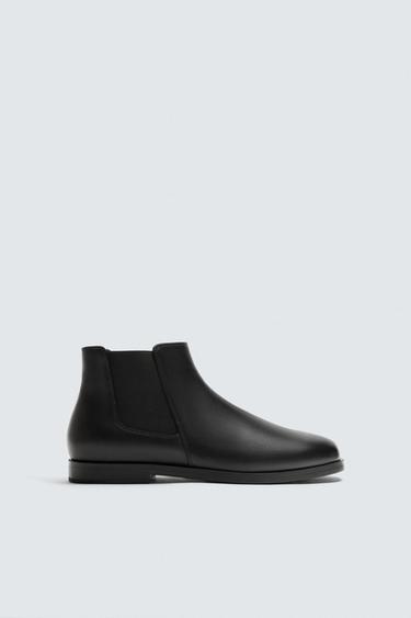 BOTTINES CHELSEA EN CUIR - Noir de Zara