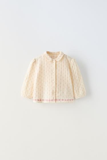 РУБАШКА ИЗ РЕЛЬЕФНОЙ ТКАНИ — СВЕТЛЫЙ ЭКРЮ от Zara — изображение 0