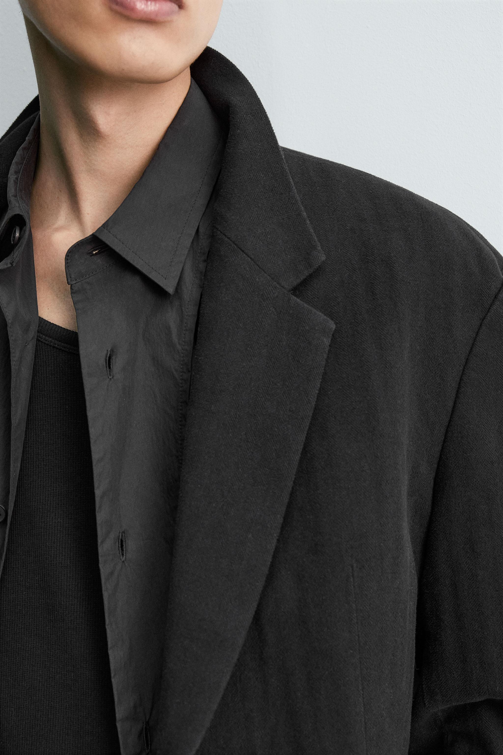 ボクシーフィットヘリンボーンブレザー - ブラック | ZARA Japan / 日本