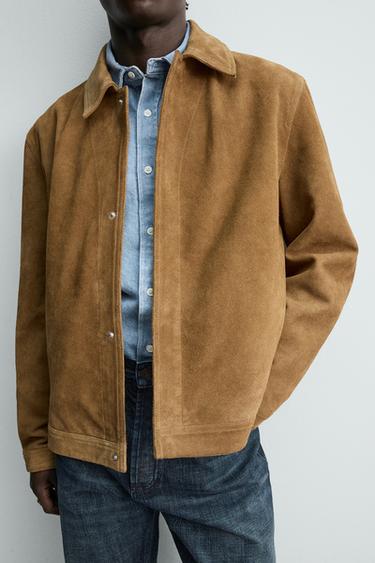 REGULAR FIT SUEDE LEATHER OVERSHIRT - Tobacco by Zara - Image 4