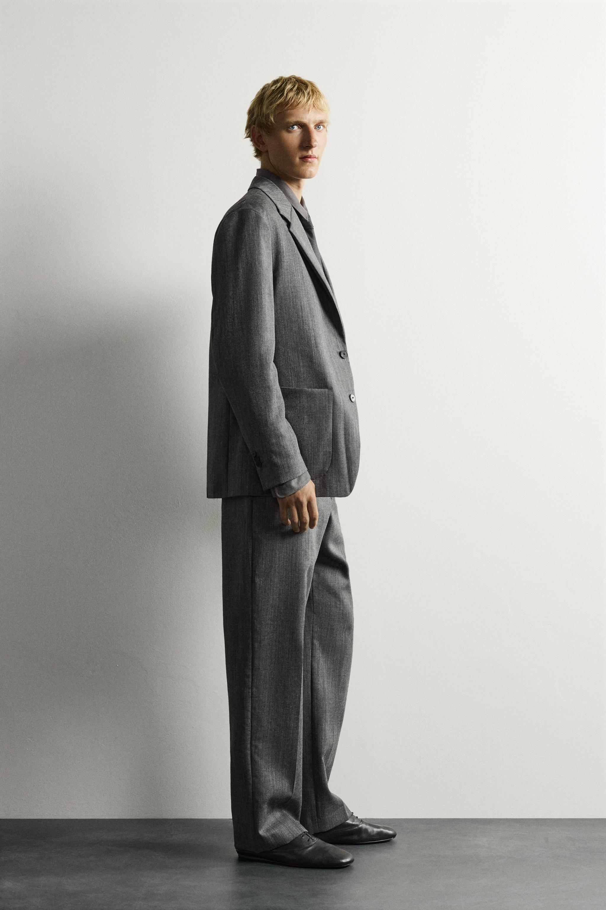 RELAXED FIT 100% WOOL SUIT BLAZER