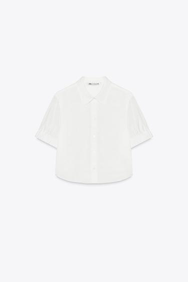 Zara ZW COLLECTION SHORT SLEEVE SHIRT - White